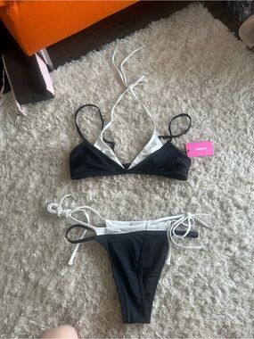 Edikted Black and White Triangle Tie Bikini